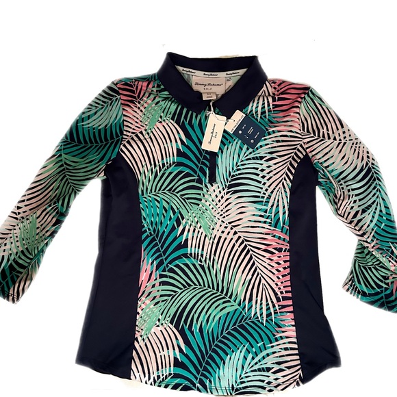 Tommy Bahama Tops - NWT Tommy Bahama Golf Shirt Long Sleeves UPF 50 Moisture Wicking Small Ferns
